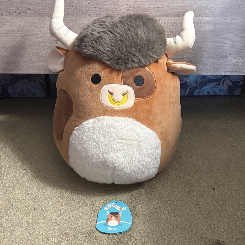 Squishmallows Brown and Cream Bull Shep